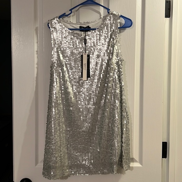 Silver sequin shift dress. Never worn with tags. Size large - Picture 1 of 1
